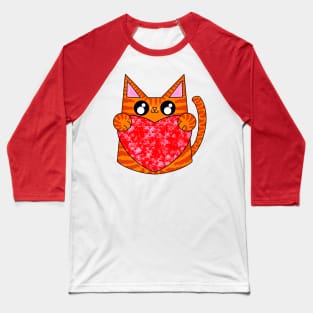 Bob The Orange Pattern Cat With Valentines Heart Baseball T-Shirt